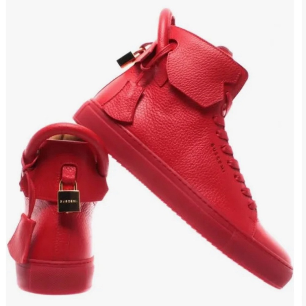 Buscemi 125mm Leather High-Top Sneakers, Red